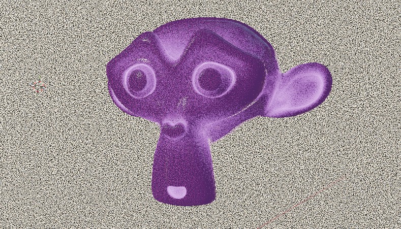 Przykład renderu w cycles z charakterystycznym ziarnem