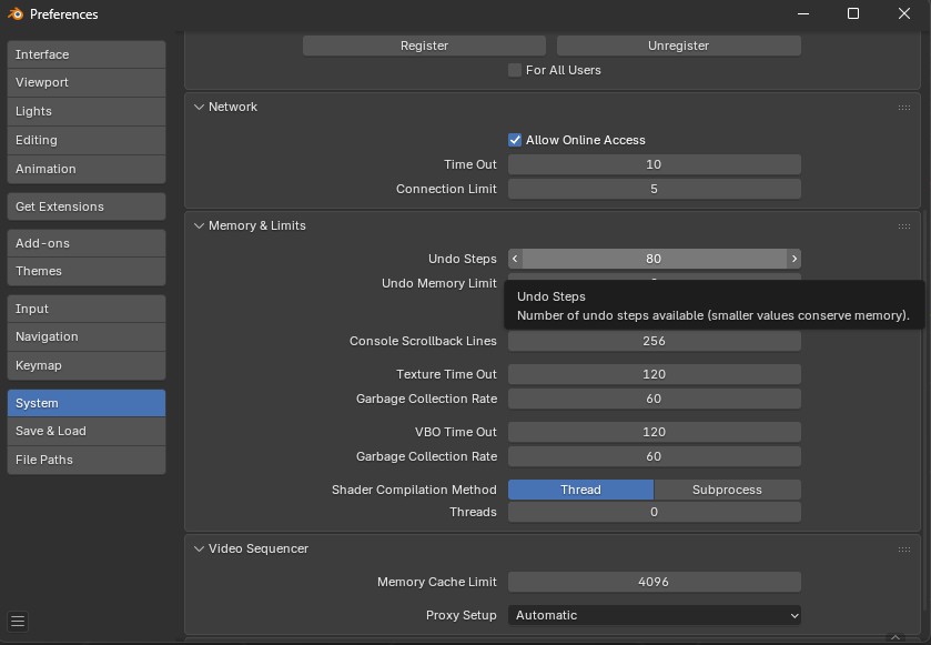 Jak zwiększyć undo steps w blenderze