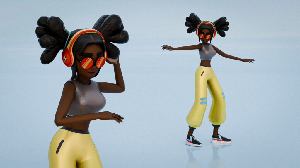 postać animowana stworzona w blenderze w ramach kursu